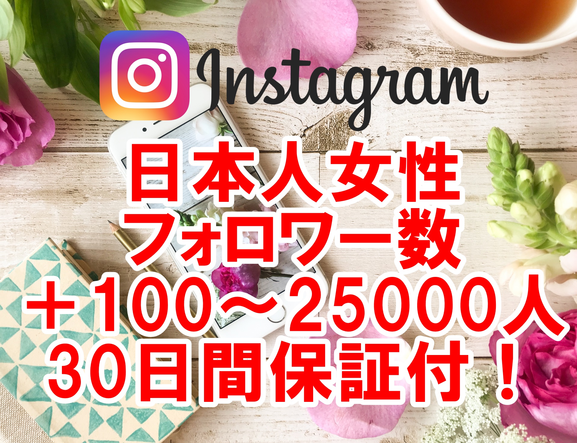Instagram日本人女性フォロワー増加プロモーション【保証付】
